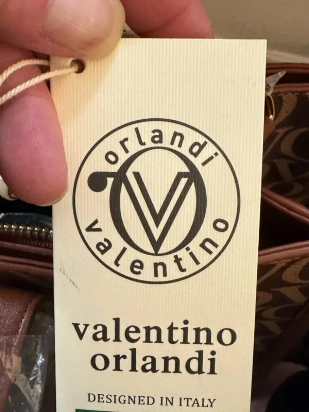 Valentino Orlandi XL Brown Monogram Canvas Messenger Tote MSRP - $299